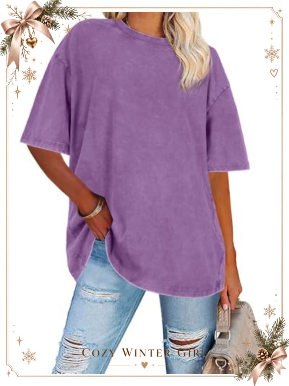 Womens Oversized T Shirt Cotton Loose Fit Short Sleeve Summer Tee